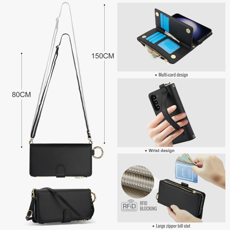 For Samsung Galaxy S23+ 5G Crossbody Ring Multifunctional Wallet Leather Phone Case(Black) - HoMEdemic™ 
