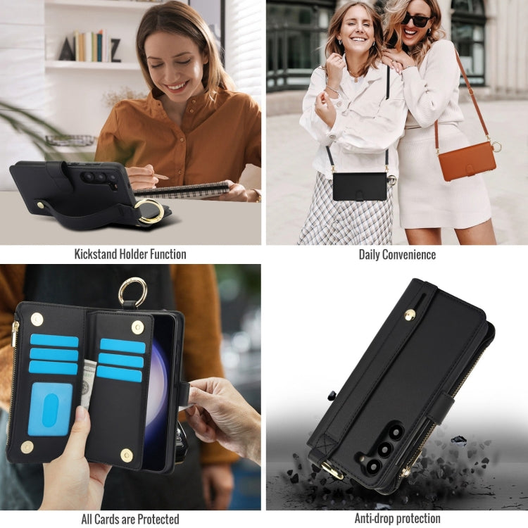 For Samsung Galaxy S23+ 5G Crossbody Ring Multifunctional Wallet Leather Phone Case(Black) - HoMEdemic™ 