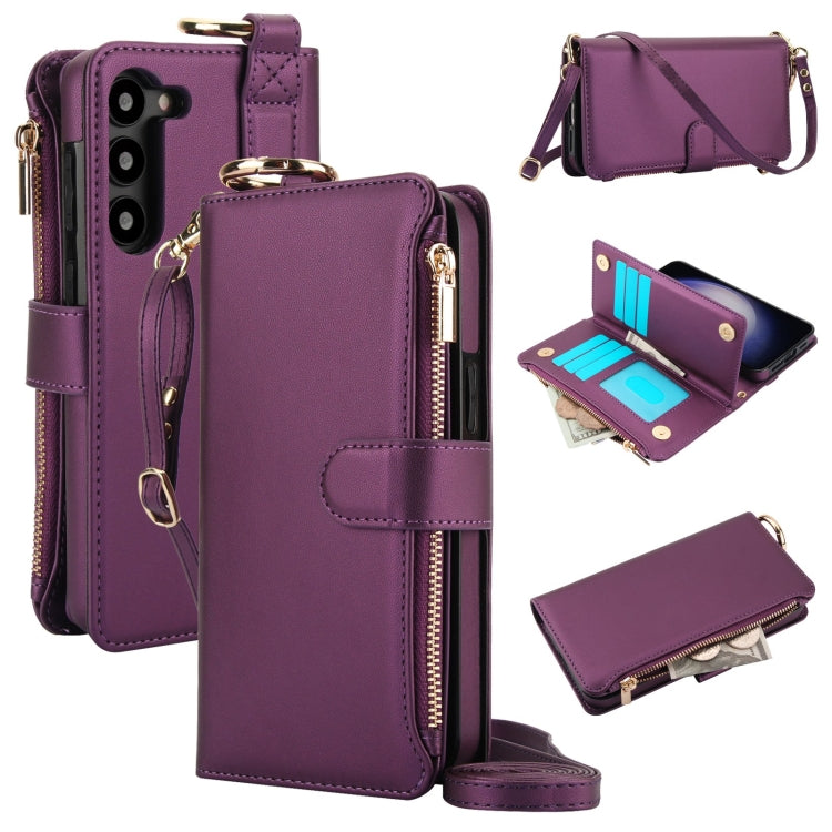 For Samsung Galaxy S23+ 5G Crossbody Ring Multifunctional Wallet Leather Phone Case(Dark Purple) - HoMEdemic™ 