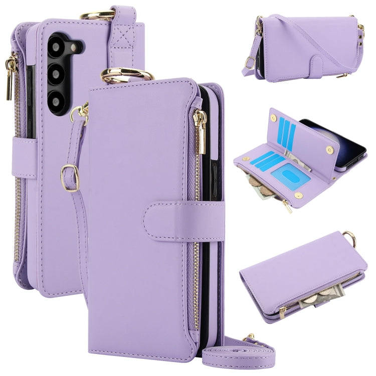 For Samsung Galaxy S23+ 5G Crossbody Ring Multifunctional Wallet Leather Phone Case(Purple) - HoMEdemic™ 