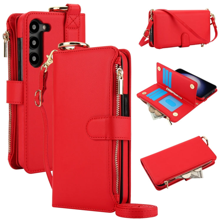 For Samsung Galaxy S23+ 5G Crossbody Ring Multifunctional Wallet Leather Phone Case(Red) - HoMEdemic™ 