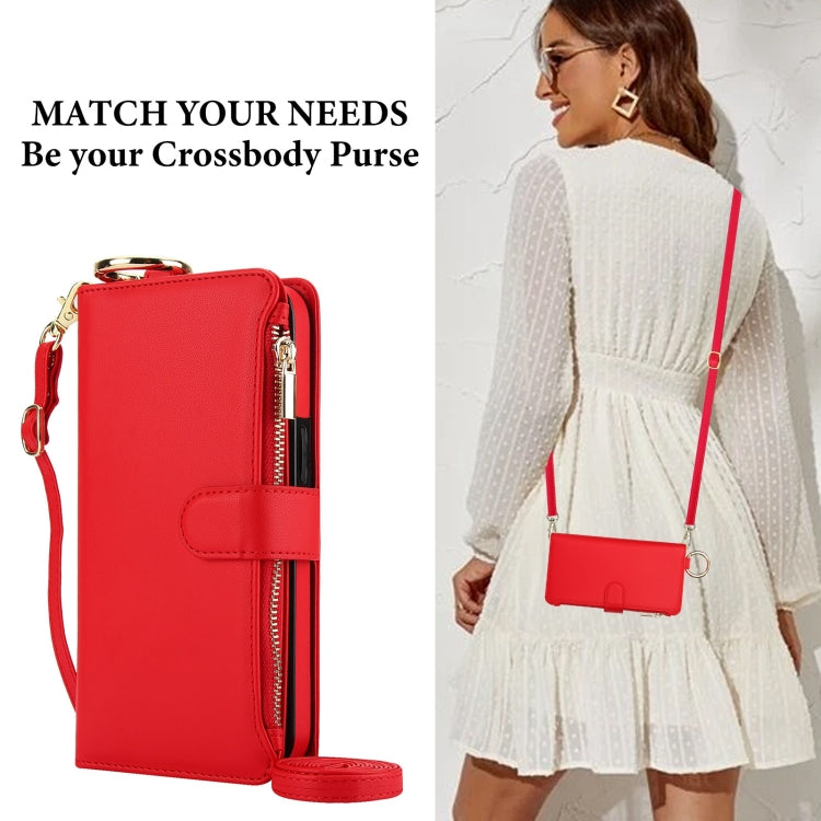 For Samsung Galaxy S23+ 5G Crossbody Ring Multifunctional Wallet Leather Phone Case(Red) - HoMEdemic™ 