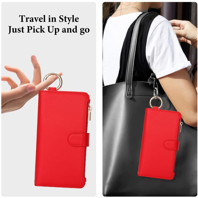 For Samsung Galaxy S23+ 5G Crossbody Ring Multifunctional Wallet Leather Phone Case(Red) - HoMEdemic™ 