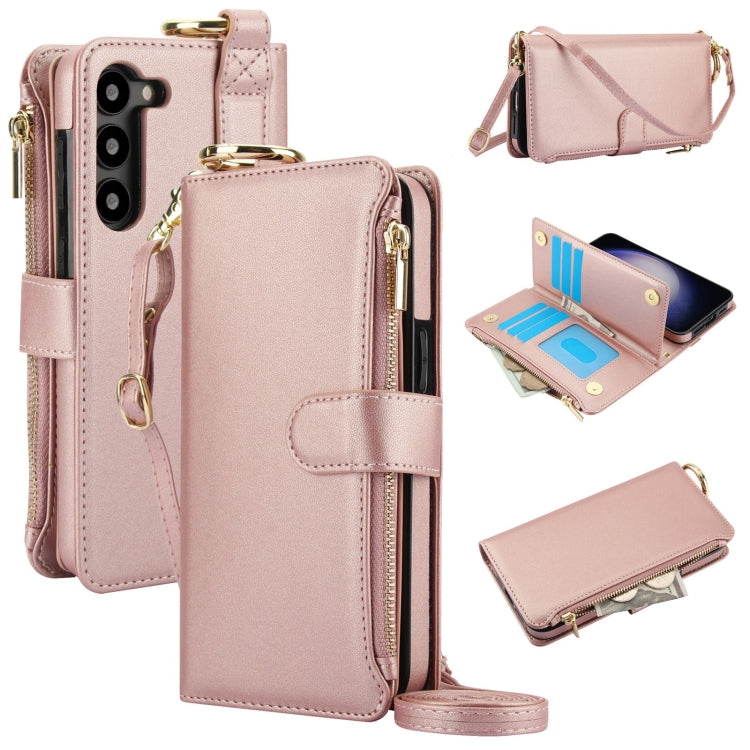For Samsung Galaxy S23+ 5G Crossbody Ring Multifunctional Wallet Leather Phone Case(Rose Gold) - HoMEdemic™ 
