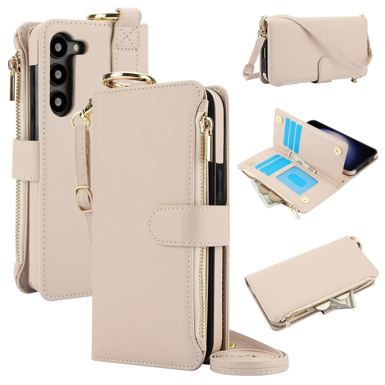 For Samsung Galaxy S23+ 5G Crossbody Ring Multifunctional Wallet Leather Phone Case(White) - HoMEdemic™ 