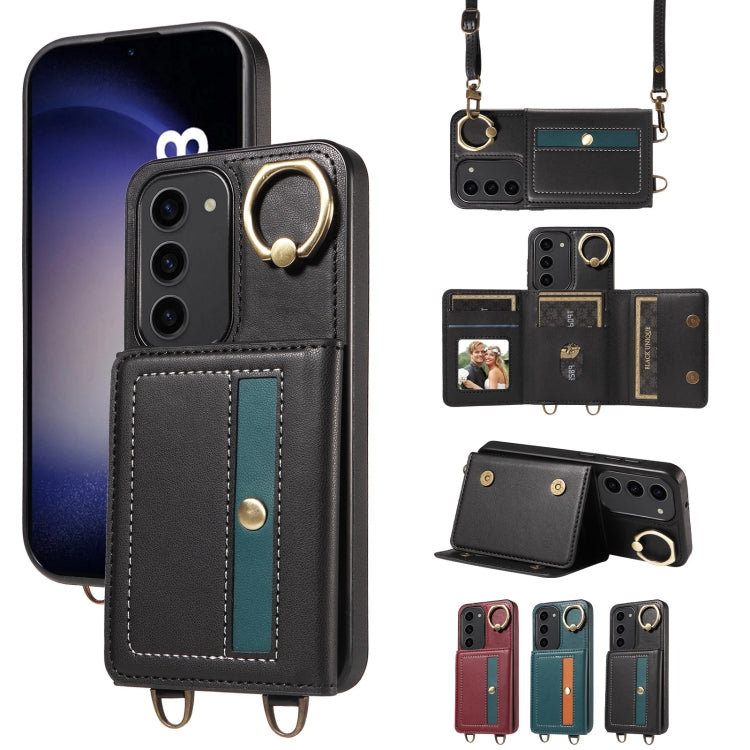 For Samsung Galaxy S23+ 5G Crossbodys Wallet Bag Ring Holder Leather Phone Case(Black) - HoMEdemic™ 