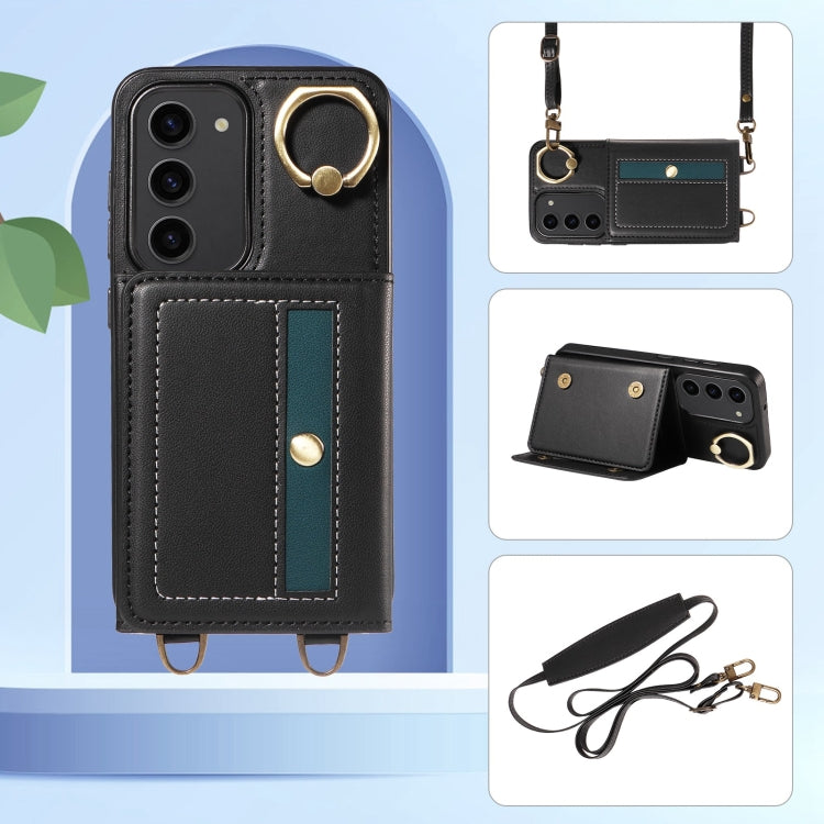 For Samsung Galaxy S23+ 5G Crossbodys Wallet Bag Ring Holder Leather Phone Case(Black) - HoMEdemic™ 