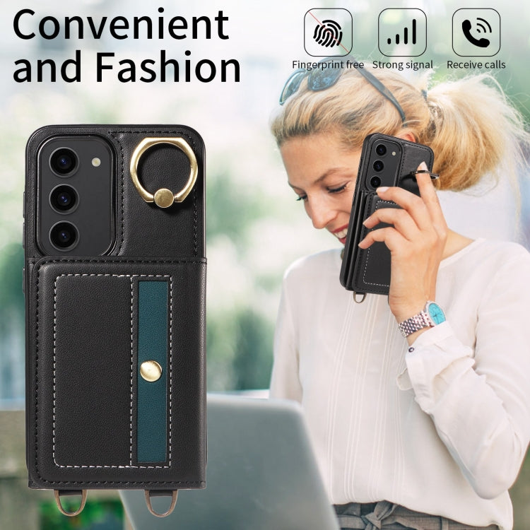 For Samsung Galaxy S23+ 5G Crossbodys Wallet Bag Ring Holder Leather Phone Case(Black) - HoMEdemic™ 