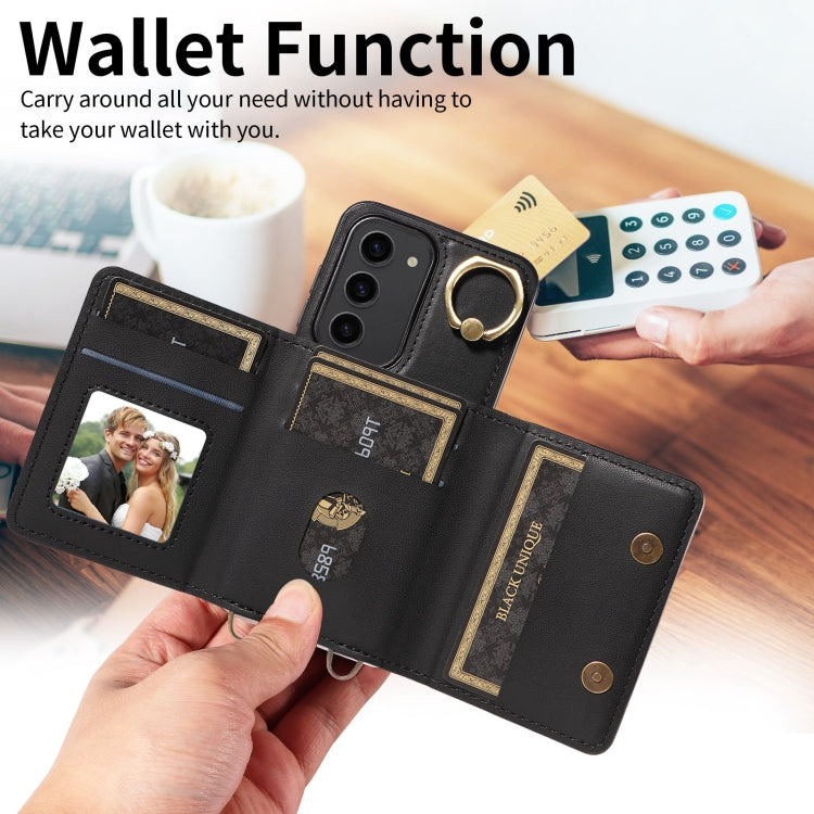 For Samsung Galaxy S23+ 5G Crossbodys Wallet Bag Ring Holder Leather Phone Case(Black) - HoMEdemic™ 
