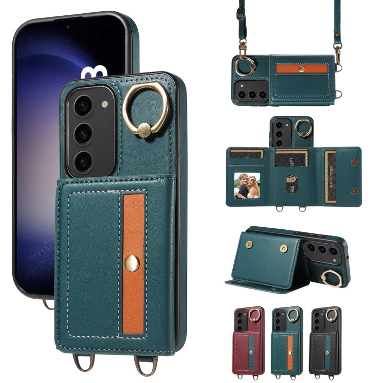 For Samsung Galaxy S23+ 5G Crossbodys Wallet Bag Ring Holder Leather Phone Case(Green) - HoMEdemic™ 