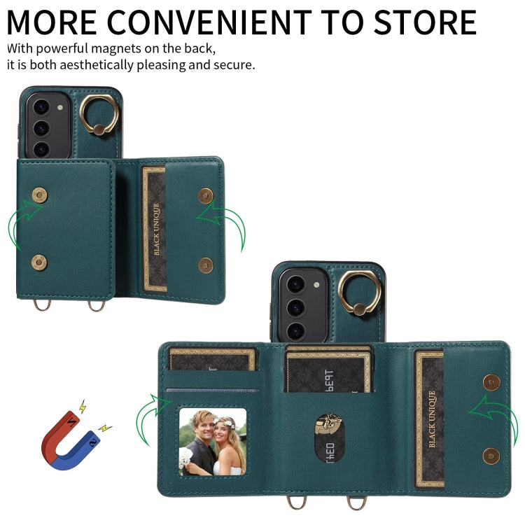 For Samsung Galaxy S23+ 5G Crossbodys Wallet Bag Ring Holder Leather Phone Case(Green) - HoMEdemic™ 
