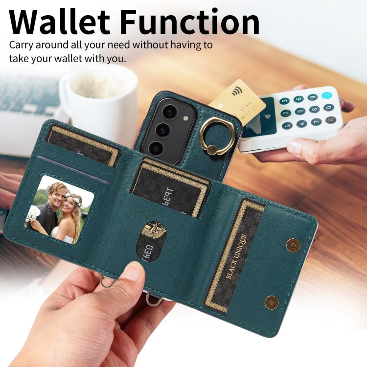 For Samsung Galaxy S23+ 5G Crossbodys Wallet Bag Ring Holder Leather Phone Case(Green) - HoMEdemic™ 