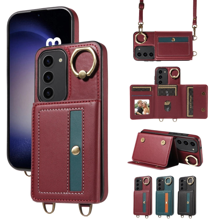 For Samsung Galaxy S23+ 5G Crossbodys Wallet Bag Ring Holder Leather Phone Case(Red) - HoMEdemic™ 