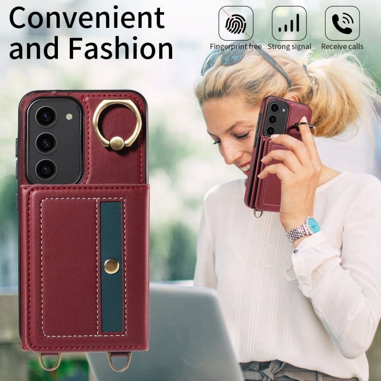 For Samsung Galaxy S23+ 5G Crossbodys Wallet Bag Ring Holder Leather Phone Case(Red) - HoMEdemic™ 
