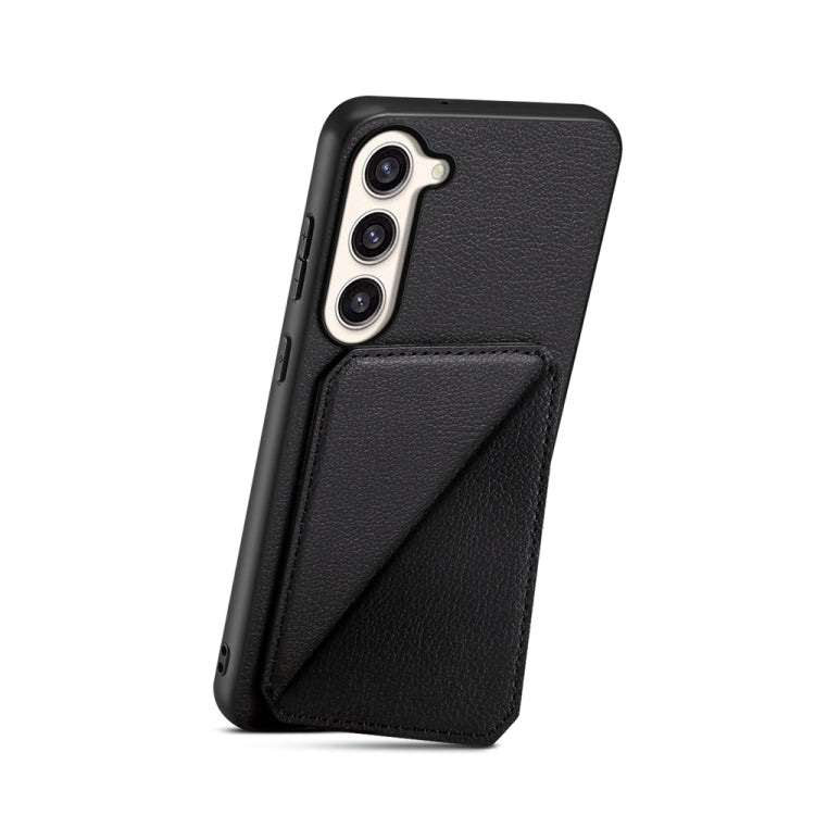 For Samsung Galaxy S23+ 5G D04 Calf Texture Dual Card Slot Holder Phone Case(Black) - HoMEdemic™ 