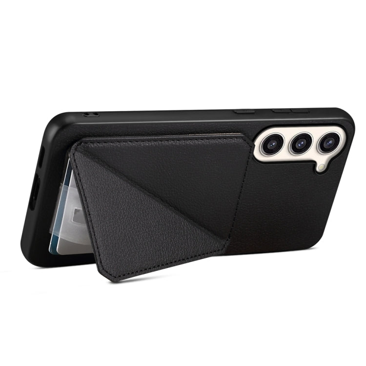 For Samsung Galaxy S23+ 5G D04 Calf Texture Dual Card Slot Holder Phone Case(Black) - HoMEdemic™ 