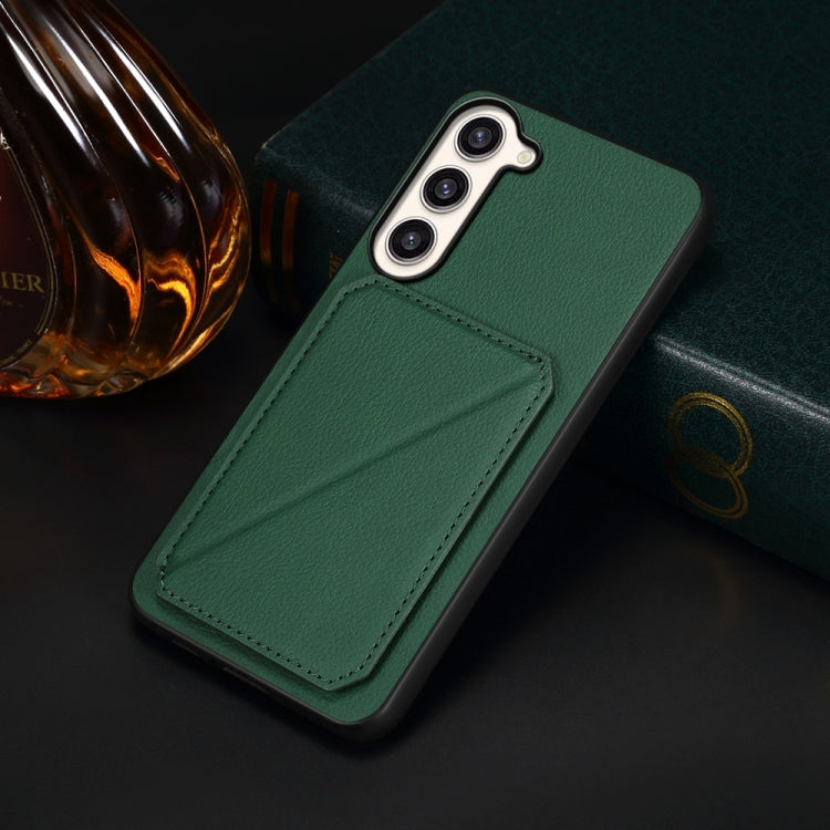 For Samsung Galaxy S23+ 5G D04 Calf Texture Dual Card Slot Holder Phone Case(Green) - HoMEdemic™ 