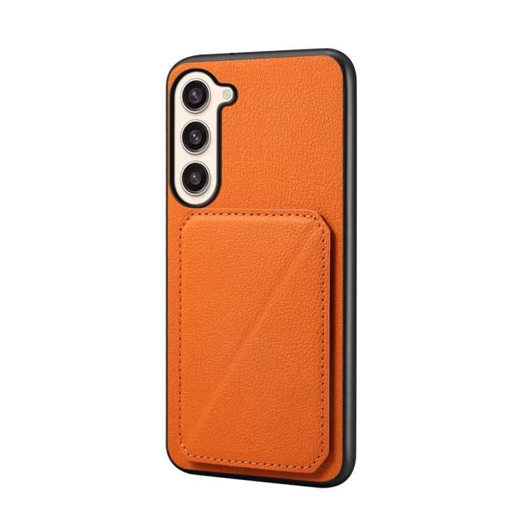 For Samsung Galaxy S23+ 5G D04 Calf Texture Dual Card Slot Holder Phone Case(Orange) - HoMEdemic™ 