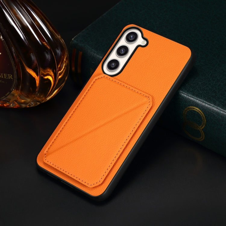 For Samsung Galaxy S23+ 5G D04 Calf Texture Dual Card Slot Holder Phone Case(Orange) - HoMEdemic™ 
