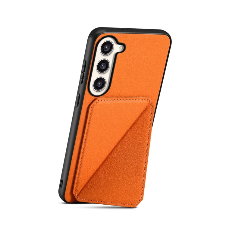 For Samsung Galaxy S23+ 5G D04 Calf Texture Dual Card Slot Holder Phone Case(Orange) - HoMEdemic™ 