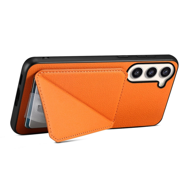 For Samsung Galaxy S23+ 5G D04 Calf Texture Dual Card Slot Holder Phone Case(Orange) - HoMEdemic™ 