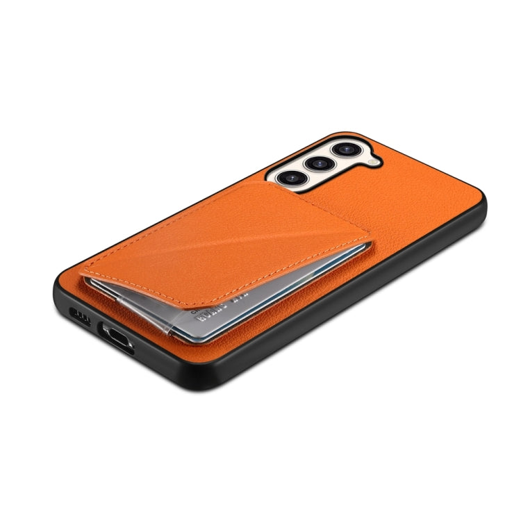 For Samsung Galaxy S23+ 5G D04 Calf Texture Dual Card Slot Holder Phone Case(Orange) - HoMEdemic™ 