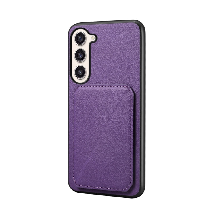 For Samsung Galaxy S23+ 5G D04 Calf Texture Dual Card Slot Holder Phone Case(Purple) - HoMEdemic™ 