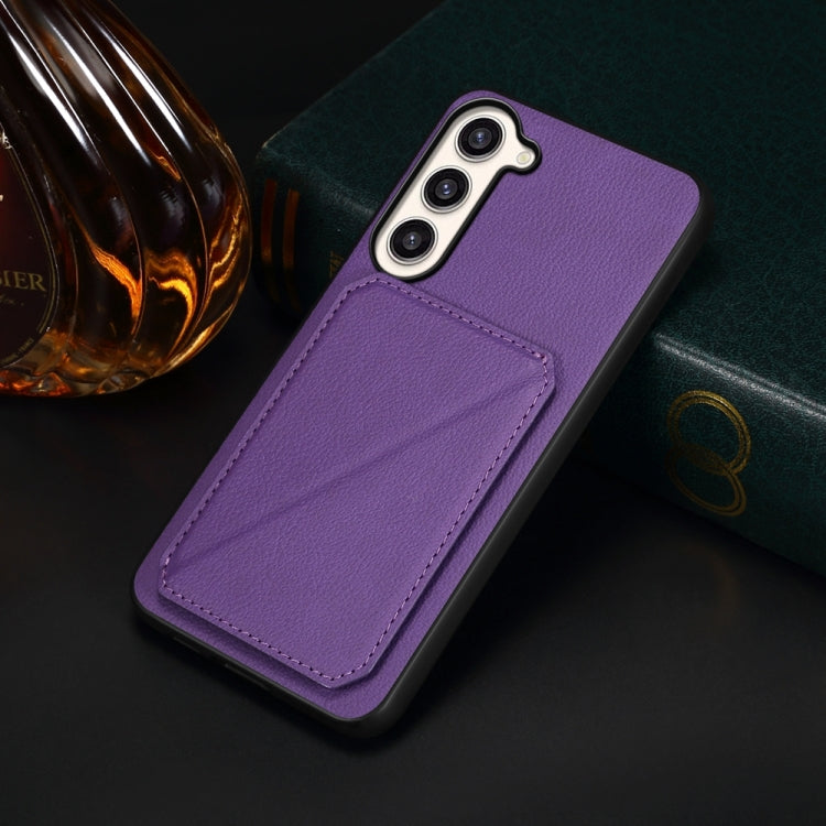 For Samsung Galaxy S23+ 5G D04 Calf Texture Dual Card Slot Holder Phone Case(Purple) - HoMEdemic™ 