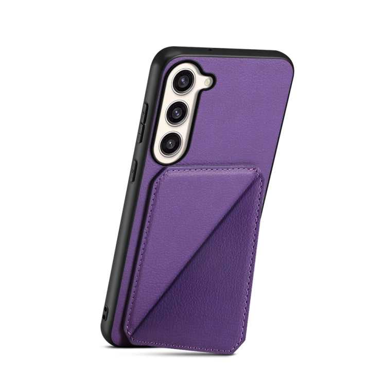 For Samsung Galaxy S23+ 5G D04 Calf Texture Dual Card Slot Holder Phone Case(Purple) - HoMEdemic™ 