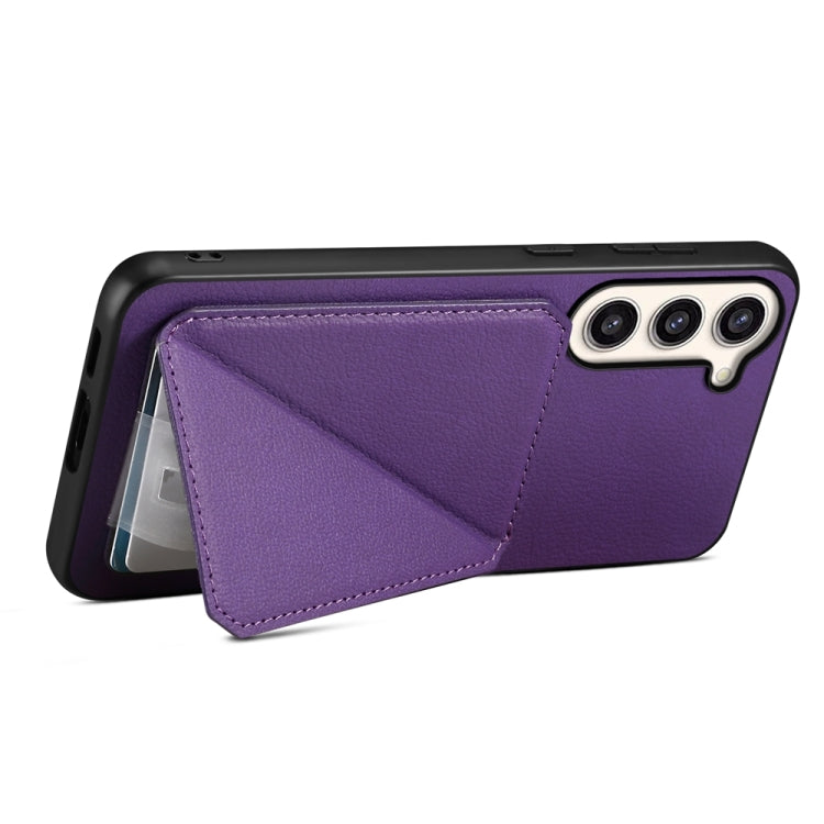For Samsung Galaxy S23+ 5G D04 Calf Texture Dual Card Slot Holder Phone Case(Purple) - HoMEdemic™ 
