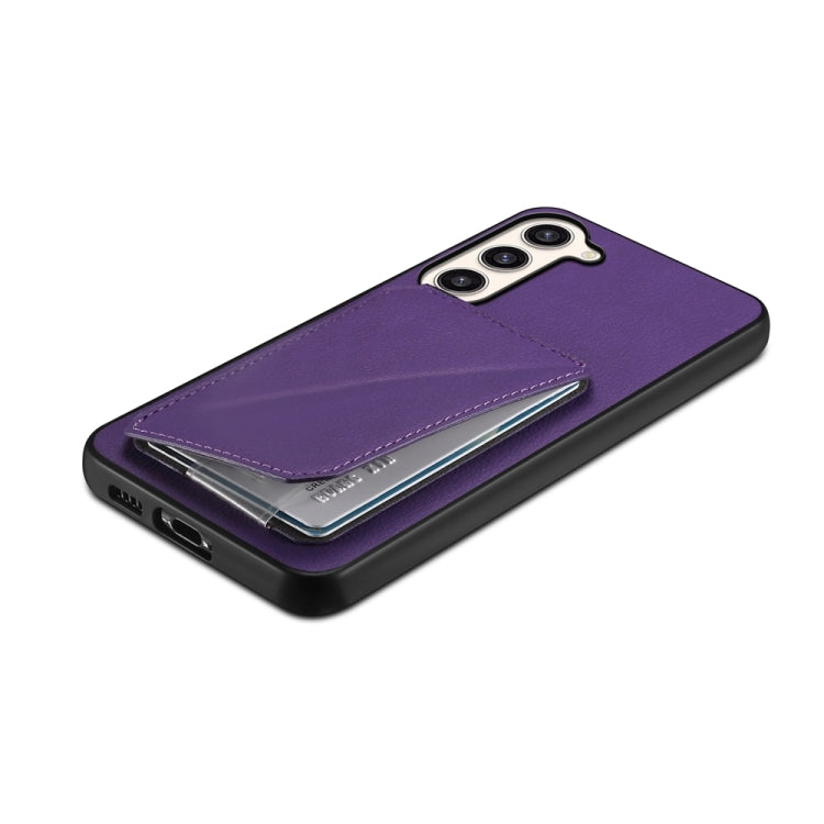 For Samsung Galaxy S23+ 5G D04 Calf Texture Dual Card Slot Holder Phone Case(Purple) - HoMEdemic™ 