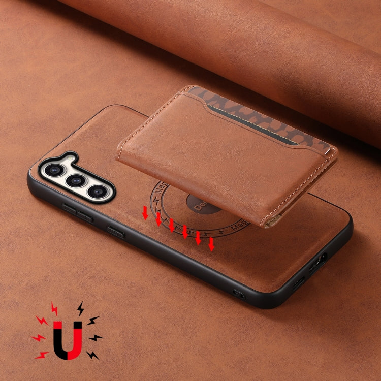 For Samsung Galaxy S23+ 5G Denior D13 Retro Texture Leather MagSafe Card Bag Phone Case(Brown) - HoMEdemic™ 