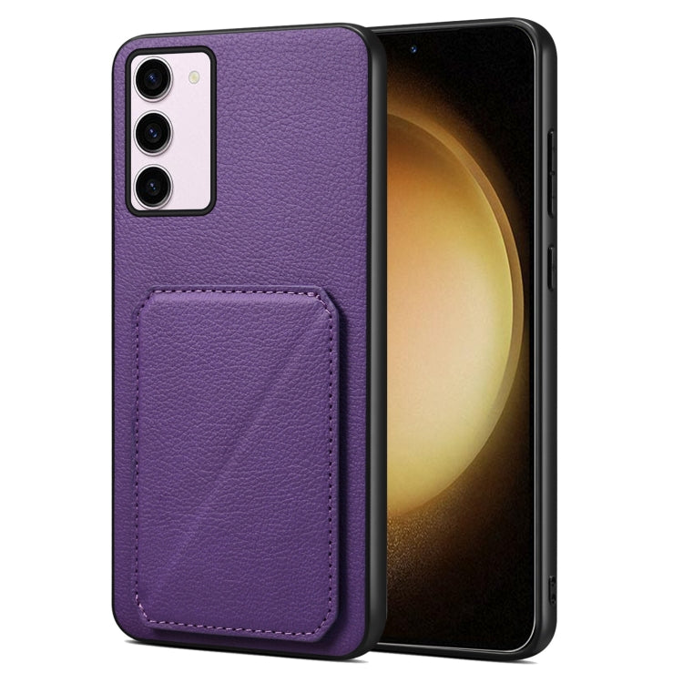 For Samsung Galaxy S23+ 5G Denior Imitation Calf Leather Back Phone Case with Holder(Purple) - HoMEdemic™ 