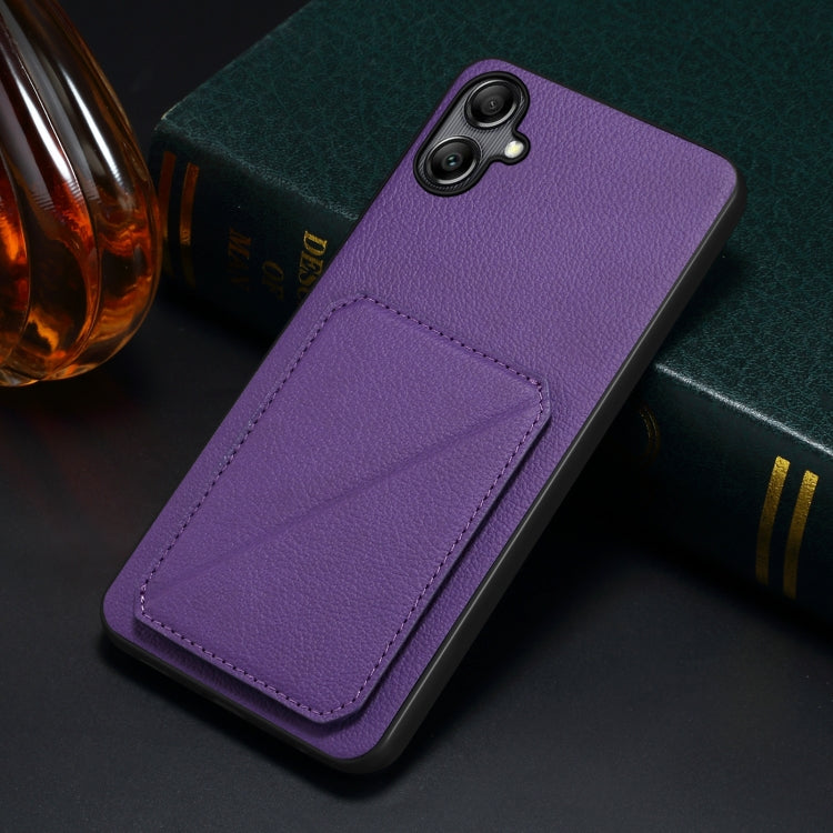 For Samsung Galaxy S23+ 5G Denior Imitation Calf Leather Back Phone Case with Holder(Purple) - HoMEdemic™ 