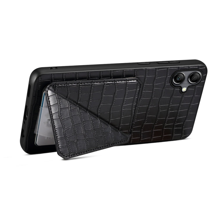 For Samsung Galaxy S23+ 5G Denior Imitation Crocodile Leather Back Phone Case with Holder(Black) - HoMEdemic™ 