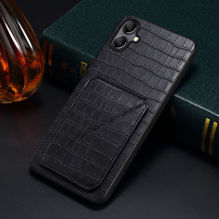 For Samsung Galaxy S23+ 5G Denior Imitation Crocodile Leather Back Phone Case with Holder(Black) - HoMEdemic™ 