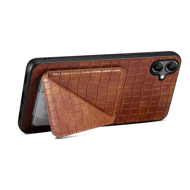 For Samsung Galaxy S23+ 5G Denior Imitation Crocodile Leather Back Phone Case with Holder(Brown) - HoMEdemic™ 