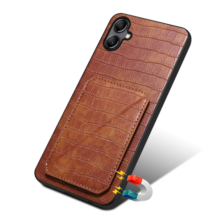 For Samsung Galaxy S23+ 5G Denior Imitation Crocodile Leather Back Phone Case with Holder(Brown) - HoMEdemic™ 
