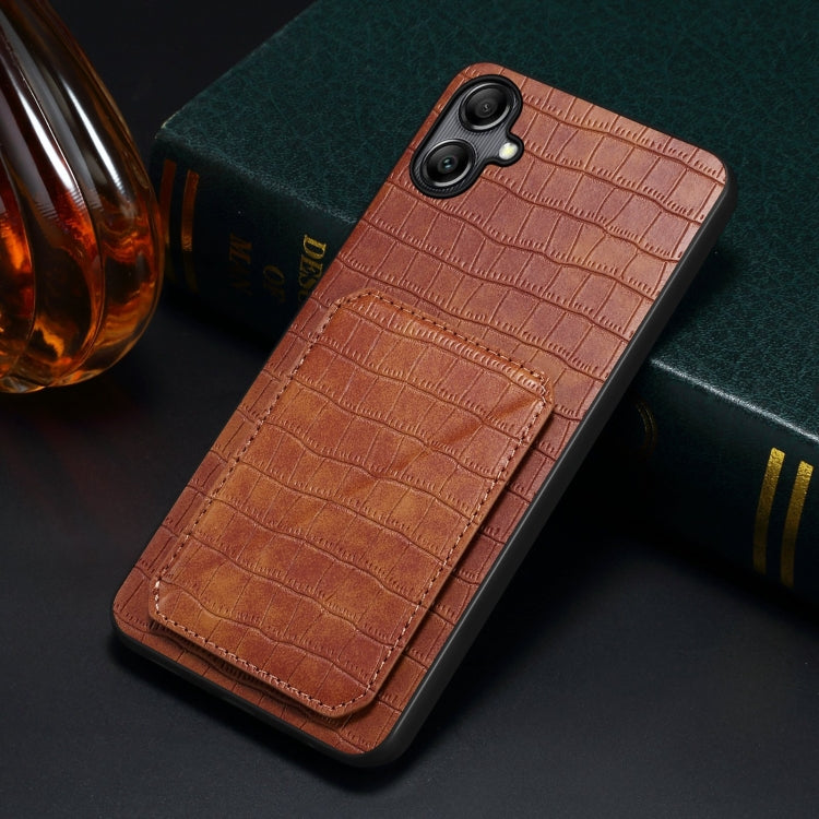 For Samsung Galaxy S23+ 5G Denior Imitation Crocodile Leather Back Phone Case with Holder(Brown) - HoMEdemic™ 