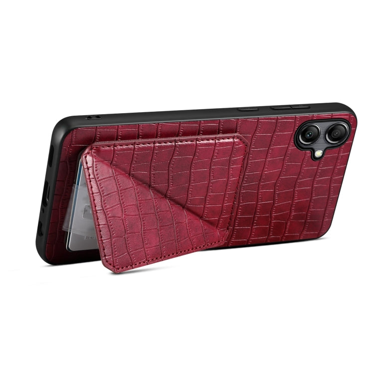 For Samsung Galaxy S23+ 5G Denior Imitation Crocodile Leather Back Phone Case with Holder(Rose Red) - HoMEdemic™ 
