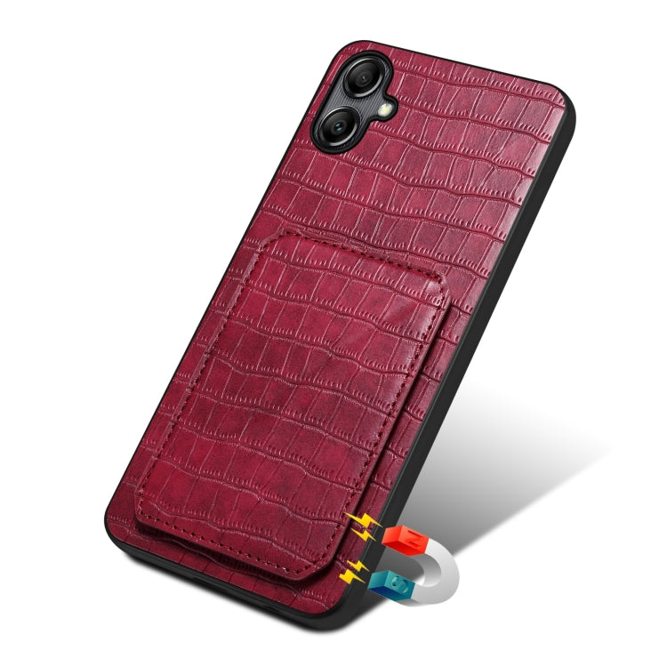For Samsung Galaxy S23+ 5G Denior Imitation Crocodile Leather Back Phone Case with Holder(Rose Red) - HoMEdemic™ 