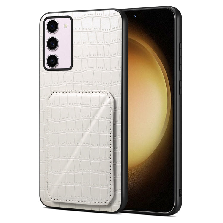 For Samsung Galaxy S23+ 5G Denior Imitation Crocodile Leather Back Phone Case with Holder(White) - HoMEdemic™ 