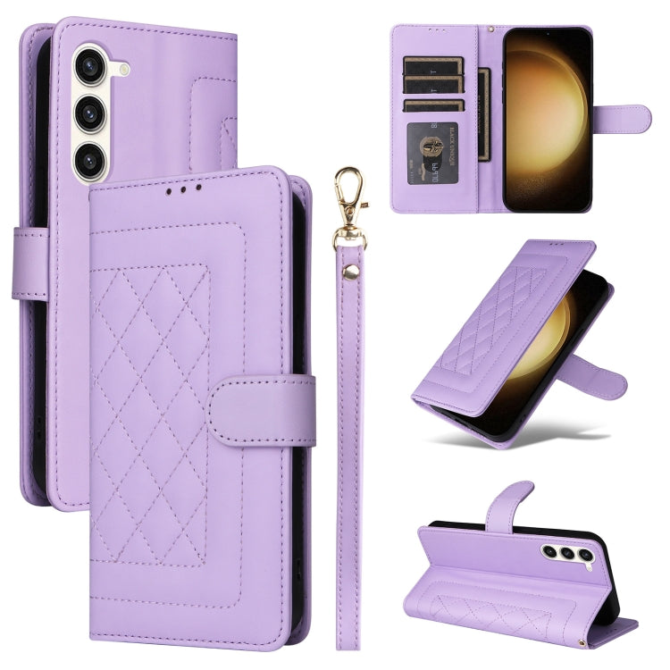 For Samsung Galaxy S23+ 5G Diamond Lattice Leather Flip Phone Case(Light Purple) - HoMEdemic™ 