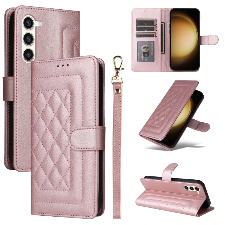 For Samsung Galaxy S23+ 5G Diamond Lattice Leather Flip Phone Case(Rose Gold) - HoMEdemic™ 