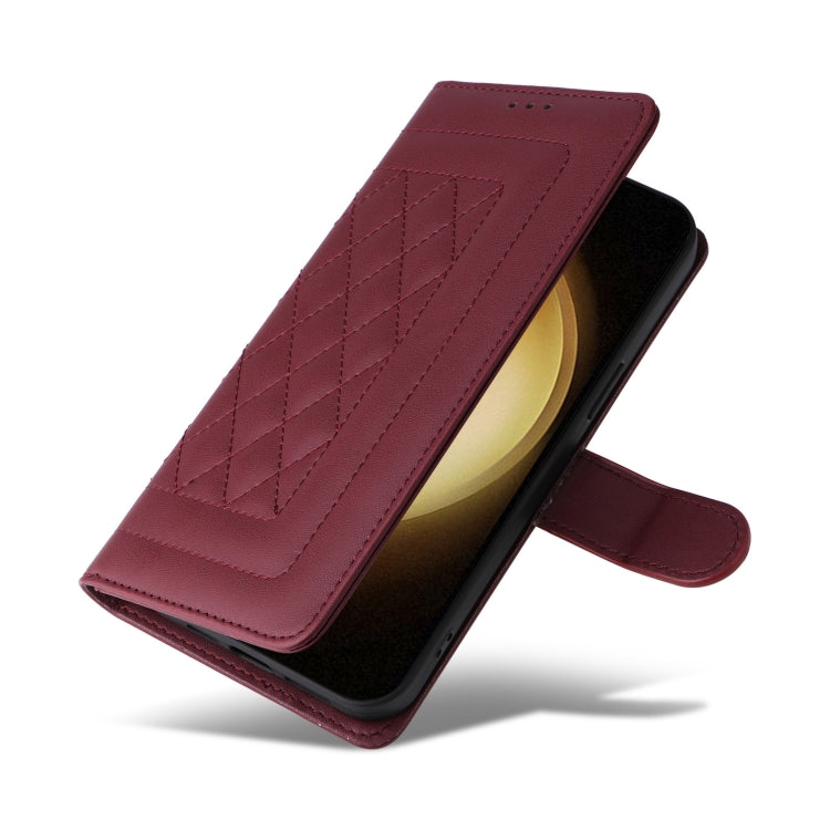 For Samsung Galaxy S23+ 5G Diamond Lattice Leather Flip Phone Case(Wine Red) - HoMEdemic™ 