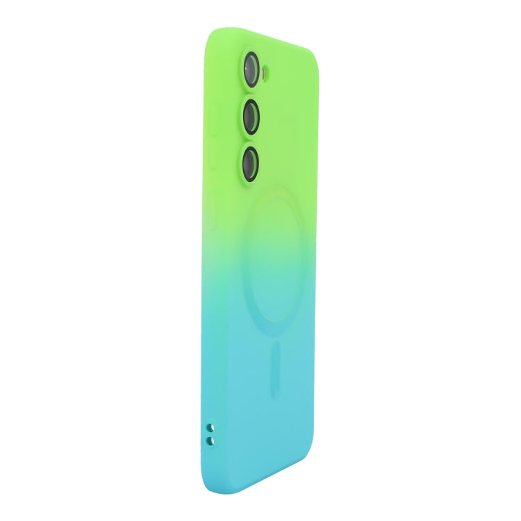 For Samsung Galaxy S23+ 5G ENKAY Hat-Prince MagSafe Rainbow Gradient Silicone Phone Case with Lens Film(Green Blue) - HoMEdemic™ 