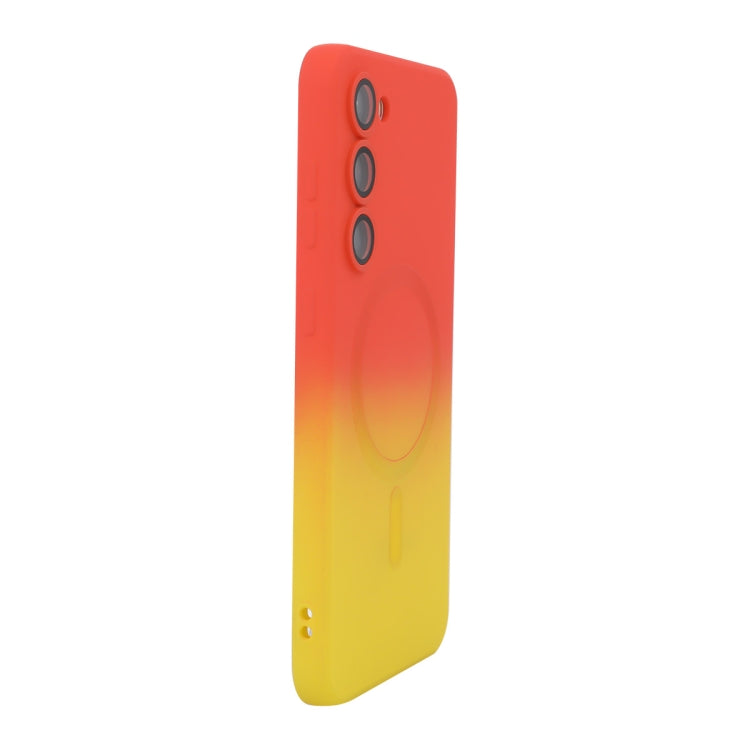 For Samsung Galaxy S23+ 5G ENKAY Hat-Prince MagSafe Rainbow Gradient Silicone Phone Case with Lens Film(Orange Yellow) - HoMEdemic™ 