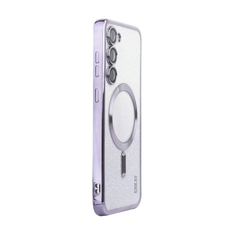 For Samsung Galaxy S23+ 5G ENKAY Hat-Prince Magnetic Glitter Plated TPU Phone Case with Lens Film(Purple) - HoMEdemic™ 