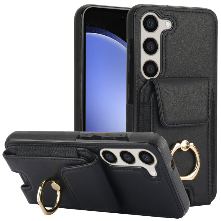 For Samsung Galaxy S23+ 5G Elastic Card Bag Ring Holder Phone Case(Black) - HoMEdemic™ 