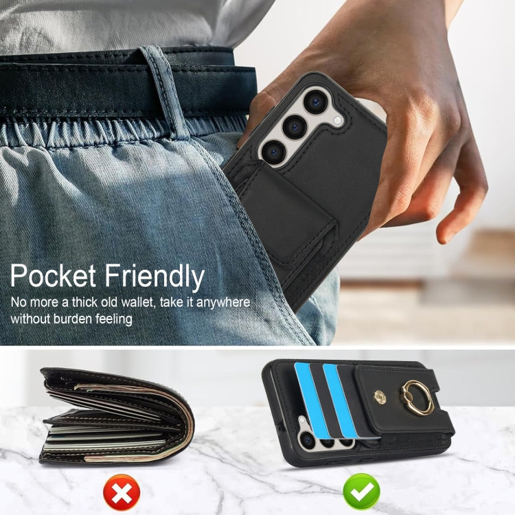 For Samsung Galaxy S23+ 5G Elastic Card Bag Ring Holder Phone Case(Black) - HoMEdemic™ 